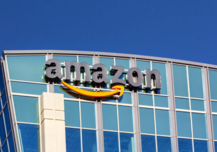 SANTA CLARA,CA/USA - FEBRUARY 1, 2014: Amazon building in Santa Clara, California.  Amazon is an American international electronic commerce company. It is the world's largest online retailer.